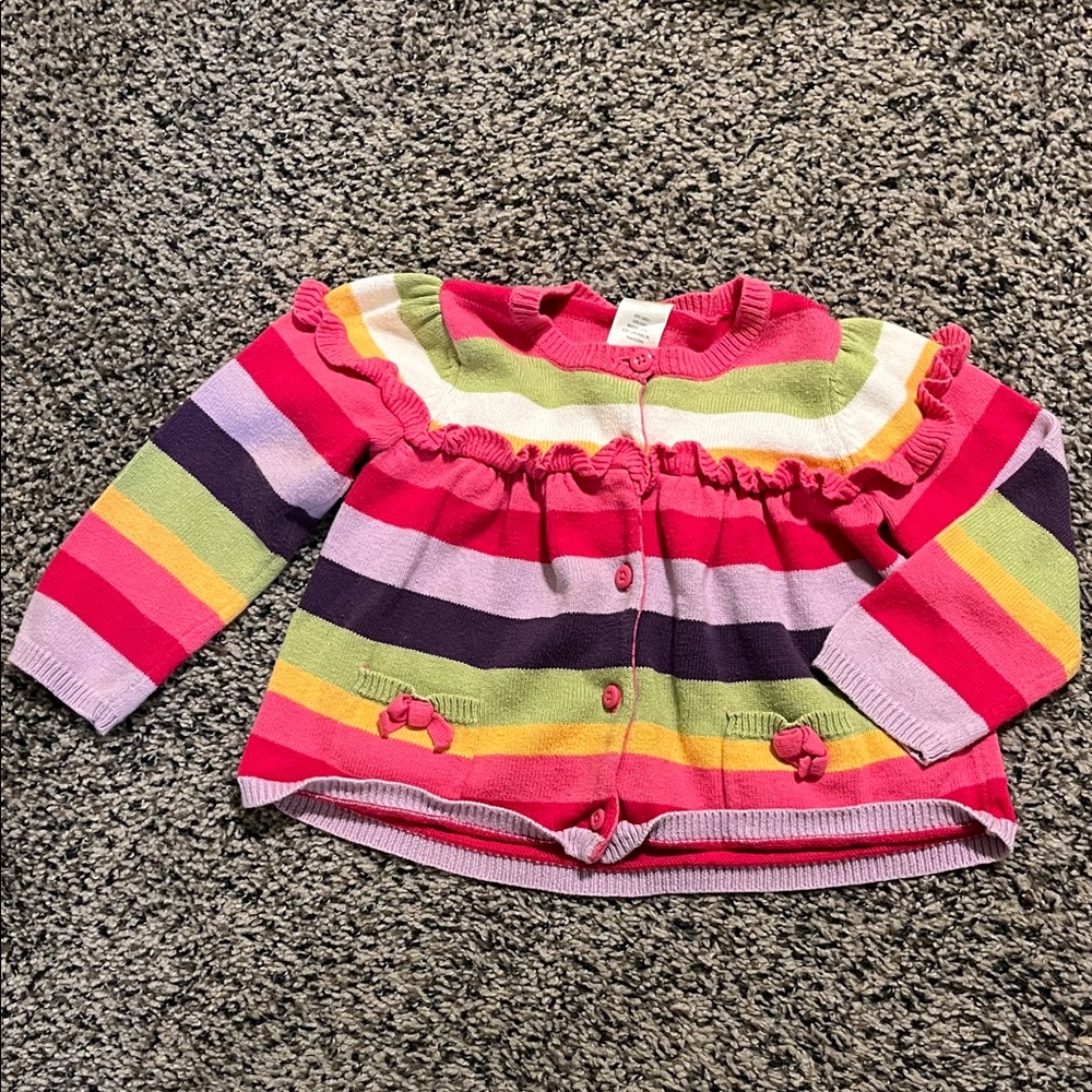 Gymboree Pink and Green Striped Cardigan